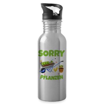 Sorry Keine Zeit Meine Pflanzen Brauchen Mich - Trinkflasche mit integriertem Trinkhalm - Lightsilver - Rechts