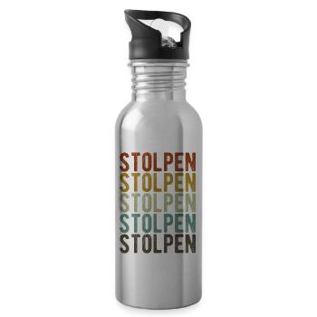 Stolpen Stadt Retro Vintage - Trinkflasche mit integriertem Trinkhalm - Lightsilver - Rechts