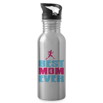 Best MOM Ever Cool Retro Prosthesis Mother T-Shirt - Water bottle with straw - silver - Right