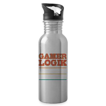 Gamer Logik Gaming Video Games Streamer Motive - Trinkflasche mit integriertem Trinkhalm - Lightsilver - Rechts