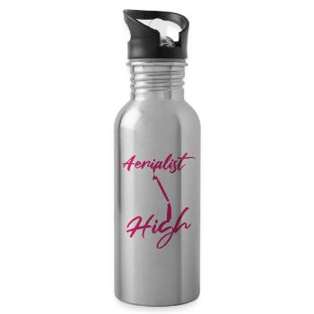 Aerial Silk Dancer for Aerial Ribbon and Aerialist - Water bottle with straw - silver - Right
