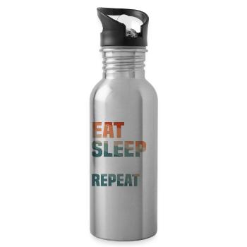 Eat Sleep Cardiology Repeat Cardiologist Heart - Water bottle with straw - silver - Right