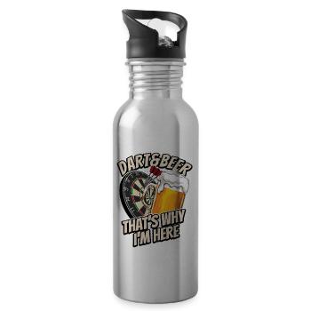 Darts & Beer - c’est pourquoi je suis ici - Dartfan - Gourde avec paille intégrée - argent clair - Droite