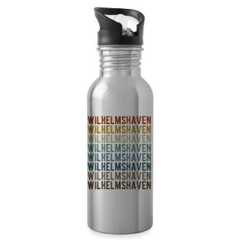 Wilhelmshaven City Retro Vintage - Water bottle with straw - silver - Right