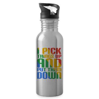 I Pick Things Up And Put Them Down 11 - Trinkflasche mit integriertem Trinkhalm - Lightsilver - Rechts