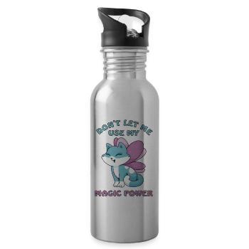Zauberkraft Katze Ragdoll Maine Coon Geschenk - Trinkflasche mit integriertem Trinkhalm - Lightsilver - Rechts