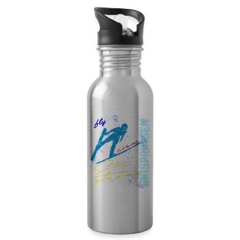 Skispringen Skispringer Wintersport - Trinkflasche mit integriertem Trinkhalm - Lightsilver - Rechts