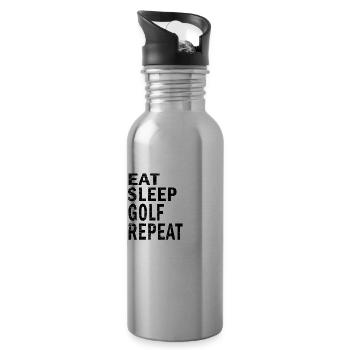 Eat sleep Golf repeat for Golf lovers - Water bottle with straw - silver - Right
