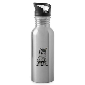 Japan Judo Einhorn - Niedliches Kampfsport Judoka - Trinkflasche mit integriertem Trinkhalm - Lightsilver - Rechts