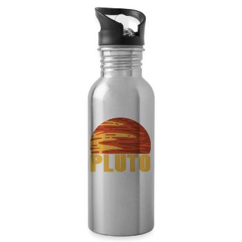 Never Forget PLUTO 1930 - 2006 Retro Funny Planet - Water bottle with straw - silver - Right