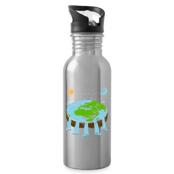 FLAT Earth Retro Flat Earther Designs - Gourde avec paille intégrée - argent clair - Droite