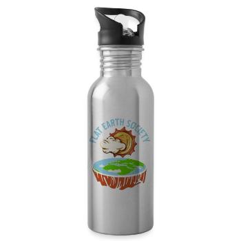 Designs rétro impressionnants de la FLAT Earth Society - Gourde avec paille intégrée - argent clair - Droite