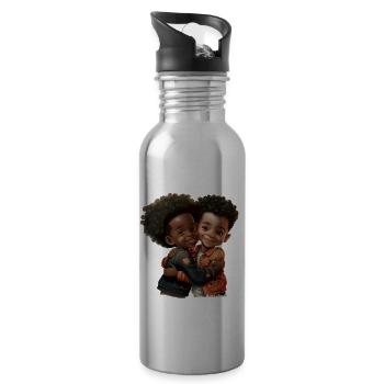 Jungsfreundschaft Kids of colour Friends - Water bottle with straw - silver - Right