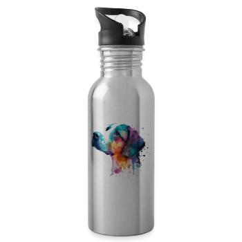 Cute little dog for dog lovers colorful - Water bottle with straw - silver - Right