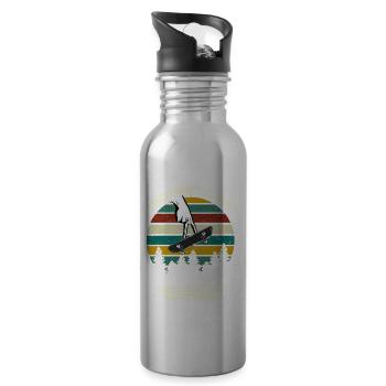 Funny Fingerboarding Shirt, Fingerboard Shirt, Fin - Water bottle with straw - silver - Right