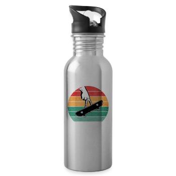 Fingerboarding Shirt, Fingerboard Shirt, Fingerboa - Water bottle with straw - silver - Right
