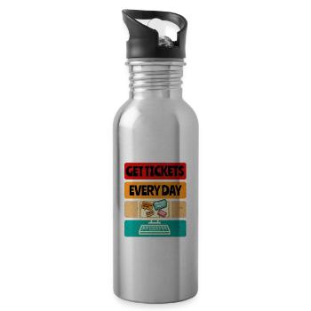 Funny IT Guy Shirt, Put in A Ticket Shirt I.T. Dep - Water bottle with straw - silver - Right