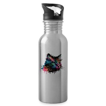 Mignon petit chat Pour les amoureux des chats Coloré - Gourde avec paille intégrée - argent clair - Droite