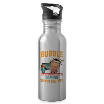 Bubble Tea et jeux - Gourde avec paille intégrée - argent clair - Droite