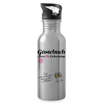 Gästebuch 18 Geburtstag Frauen Ladys funny Design - Trinkflasche mit integriertem Trinkhalm - Lightsilver - Rechts