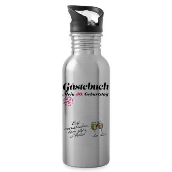 Gästebuch 30 Geburtstag Frauen Ladys funny Design - Trinkflasche mit integriertem Trinkhalm - Lightsilver - Rechts