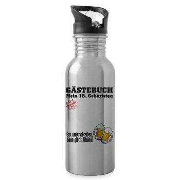 Gästebuch 18 Geburtstag Männer Mann funny Design - Trinkflasche mit integriertem Trinkhalm - Lightsilver - Rechts