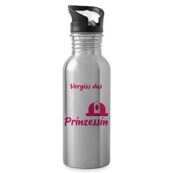 Feuerwehrfrau Spruch Vergiss Das Krönchen - Trinkflasche mit integriertem Trinkhalm - Lightsilver - Rechts