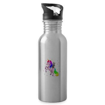 Raccoon design for possum and marsupial rat - Water bottle with straw - silver - Right