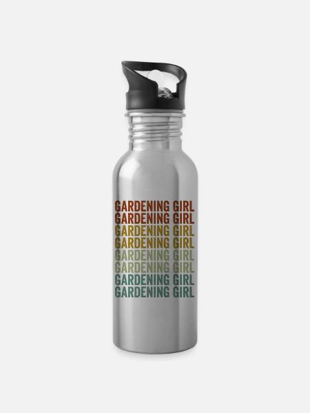 Gartenarbeit Mädchen Gartenarbeit Mädchen - Trinkflasche mit integriertem Trinkhalm - Lightsilver