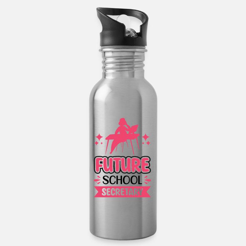 Zukünftige Schulsekretärin - Trinkflasche mit integriertem Trinkhalm - Lightsilver