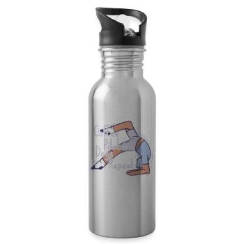 Coffee Pilates Dogs Repeat Funny Pilates - Water bottle with straw - silver - Right