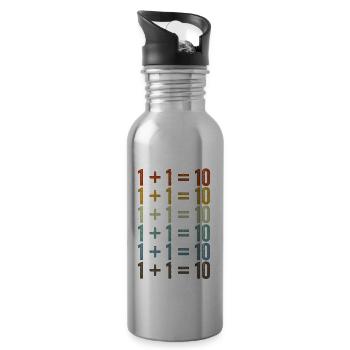 1 + 1 = 10 Software-Entwickler Programmierung - Trinkflasche mit integriertem Trinkhalm - Lightsilver - Rechts
