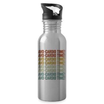 Avo-cardio time! Avocado Fitness Exercise Running - Water bottle with straw - silver - Right