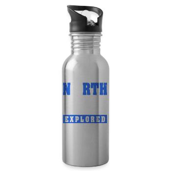 Nordkap/ North Cape team Round trip design - Water bottle with straw - silver - Right