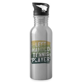 Left Handed Tennis Player Lefty - Water bottle with straw - silver - Right