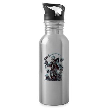 Horror Seelensammler - Untot Tod Okkult Goth - Trinkflasche mit integriertem Trinkhalm - Lightsilver - Rechts
