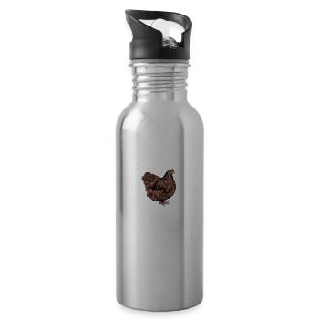 Brahma Hühner I Chicken Geflügel Motiv für - Trinkflasche mit integriertem Trinkhalm - Lightsilver - Rechts