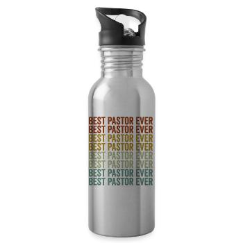 Best Pastor Ever Christian Pastor Kir - Water bottle with straw - silver - Right