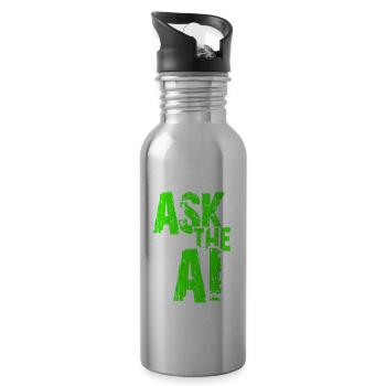 AI Artificial Intelligence Funny Nerd Saying - Water bottle with straw - silver - Right