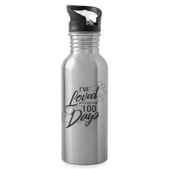 Chemise d’école, j’aime ma classe depuis 100 jours - Gourde avec paille intégrée - argent clair - Droite