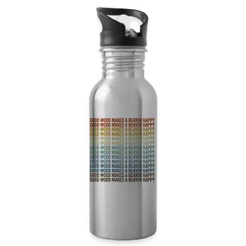 Good wood makes a beaver happy beaver - Water bottle with straw - silver - Right