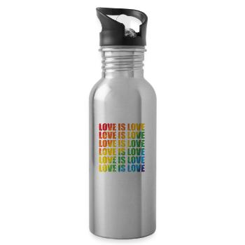 Love is Love LGBT Toleranz Pride Gender - Trinkflasche mit integriertem Trinkhalm - Lightsilver - Rechts
