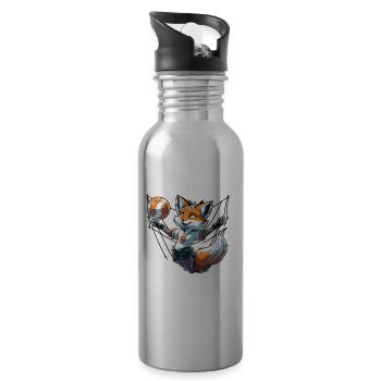 Volleyball Fuchs - Fuchs und Volleyball - Trinkflasche mit integriertem Trinkhalm - Lightsilver - Rechts