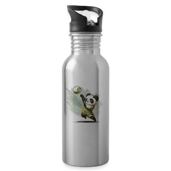 Anime Volleyball Panda - Panda und Volleyball - Trinkflasche mit integriertem Trinkhalm - Lightsilver - Rechts