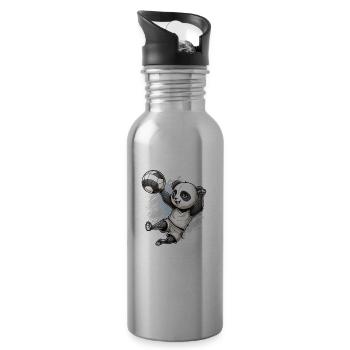 Volleyball All Day - Lustiger Panda Volleyball - Trinkflasche mit integriertem Trinkhalm - Lightsilver - Rechts