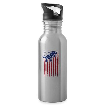Us Citizen 2023 Shirt, US Citizenship Gift For Boy - Water bottle with straw - silver - Right