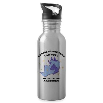 Licorne avec des étoiles - Gourde avec paille intégrée - argent clair - Droite