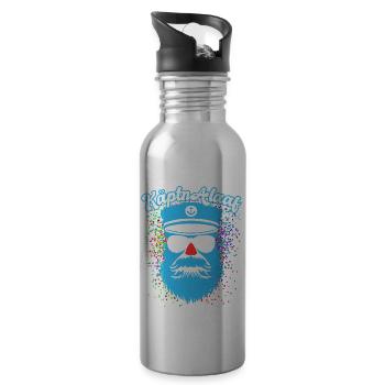 Fastnacht - Karneval - Kapitän Alaaf - Spruch - Trinkflasche mit integriertem Trinkhalm - Lightsilver - Rechts