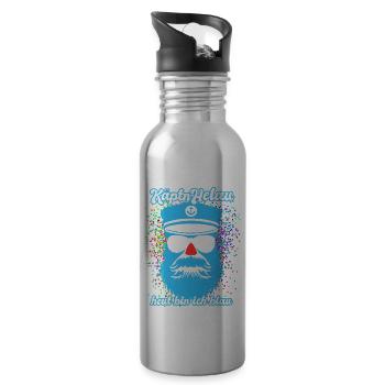 Fastnacht - Karneval - Kapitän Helau - Spruch - Trinkflasche mit integriertem Trinkhalm - Lightsilver - Rechts