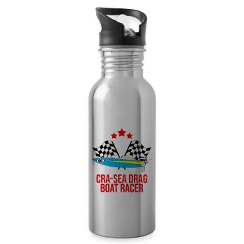 Drag boat design for racing boaters - Water bottle with straw - silver - Right